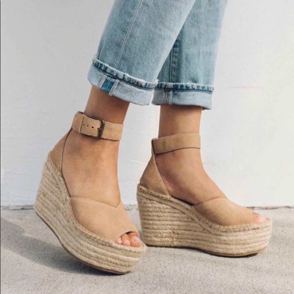 Soludos l Scale Suede Espadrille Wedge Sandals Size 7.5